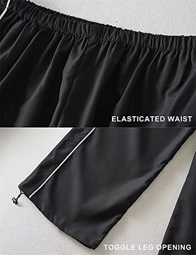 Lianlive Womens Parachute Pants Wide Leg Baggy Y2K Track Pants for Women (Black-S)