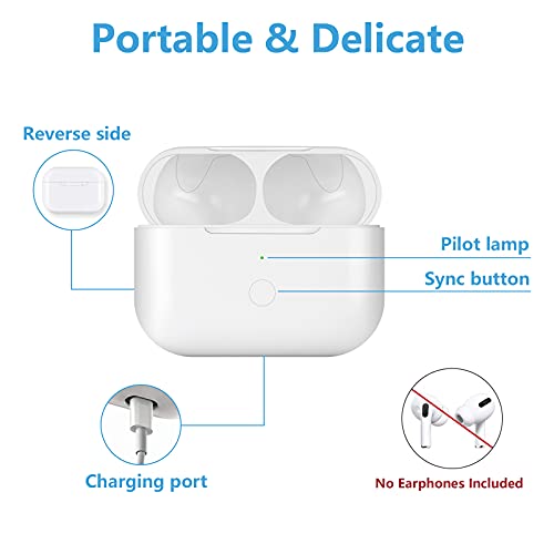 Avainaly Wireless Charging Case for AirPods Pro, Compatible for AirPod Charging Case Replacement, Built-in 660 mAh Battery with Bluetooth Pairing Sync Button (White)