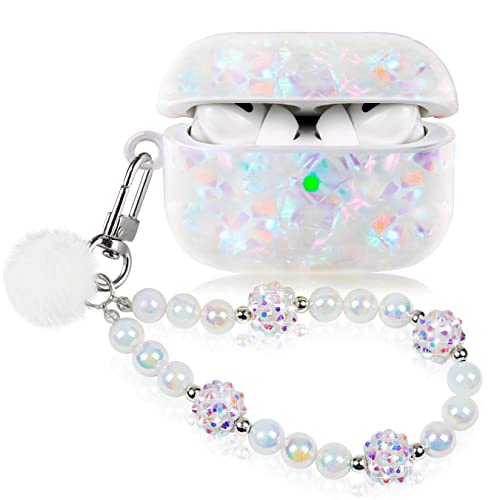 Cute Case for Airpod Pro 2 with Pearl Lanyard Girly Cover Compatible with AirPods Pro 2nd Generation (2022) Shell for Women