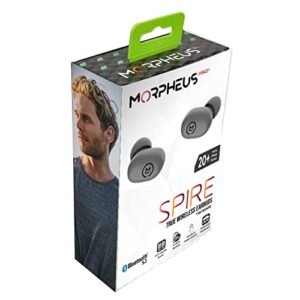 Morpheus 360 Spire True Wireless Earbuds, Wireless Microphone, Bluetooth 5.2 Wireless Ear Buds, One Touch Media Control, Waterproof Earbuds, with Recharging Earbud Case - Slate Gray