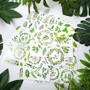 24 Sheets Rub on Transfers Flower Decor Stickers for Furniture Plant Scrapbook Stickers Vintage Waterproof Iron on Transfers Decals for DIY Crafts Wood Furniture Decor, 5.9 x 5.9 Inch (Green Leaves)