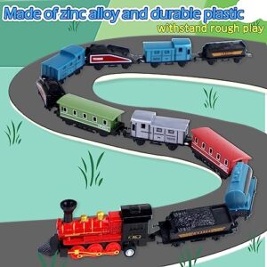 CORPER TOYS Mini Train Toy Set, 4 Packs (24 Pieces) Pull Back Model Train Playset for 3 4 5 6 Year Old Boys Girls, Diecast Steam Train with Linkable Cars for Birthday Gifts