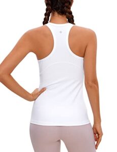 crz yoga butterluxe womens workout racerback tank top high neck athletic camisole tanks running sleeveless tops gym shirts white medium