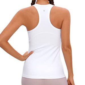 CRZ YOGA Butterluxe Womens Workout Racerback Tank Top High Neck Athletic Camisole Tanks Running Sleeveless Tops Gym Shirts White Medium