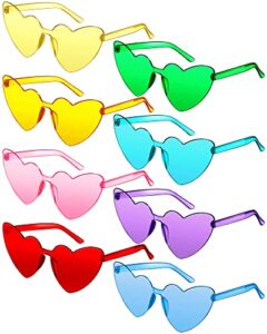 jdhxbmw 8 pairs heart shaped frameless glasses trendy transparent candy color eyewear for party favor