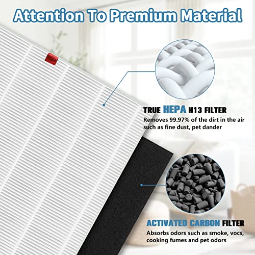 C545 Replacement Filter S Fit for Win-ix C545 Air Puri-fier, 2 Pack H13 Ture HEPA Filter and 8 Pack Activated Carbon Filters, Replace Part # 1712-0096-00 and 2522-0058-00