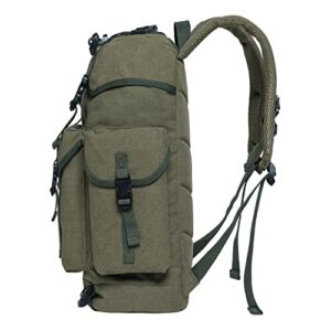 KAUKKO Vintage Casual polyster and Leather Rucksack Backpack(18-CANVAS ARMYGREEN)
