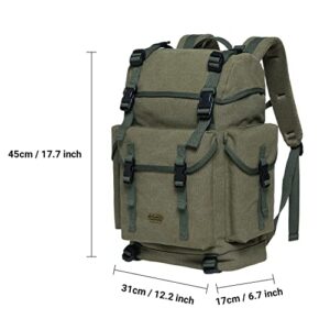 KAUKKO Vintage Casual polyster and Leather Rucksack Backpack(18-CANVAS ARMYGREEN)