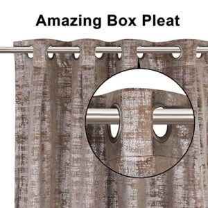 OVZME Taupe Velvet Blackout Curtains for Bedroom with 100% Blackout Liner, Double Layers Full Room Darkening Thermal Insulated Curtains, Soft Luxury Metallic Silver, Top Grommets&Box Pleat, 2x42x84