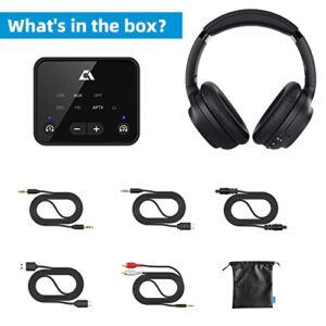 Ankbit RT5008 60Hrs Wireless Headphones for TV Watching with Bluetooth 5.3 Transmitter, Folding Over tv Headphones Wireless for Seniors, Dual Link Support, Low Audio Delay, Plug n Play, Long Range