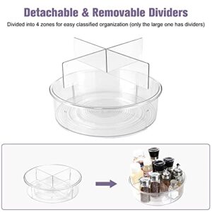 Puricon 2 Pack Clear Lazy Susan Turntable Organizer Bundle with 1 Pack Under Sink Organizers and Storage 2-Tier Double Sliding Pull-Out Drawer