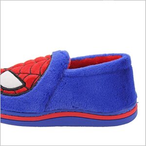 Toddler Little Kids Warm Plush Slippers with Spider Boys House Indoor Shoes Blue, 1.5 Big Kid