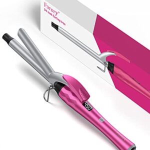 FARERY 3/4 Inch Curling Iron for Defined Curls, Tourmaline Ceramic Curling Iron with Keratin & Argan Oil Infused, Fast Heat Up Hair Curling Wand, Digital Display, Dual Voltage, 60 Min Auto Shut Off