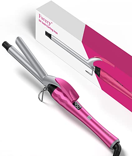 FARERY 3/4 Inch Curling Iron for Defined Curls, Tourmaline Ceramic Curling Iron with Keratin & Argan Oil Infused, Fast Heat Up Hair Curling Wand, Digital Display, Dual Voltage, 60 Min Auto Shut Off