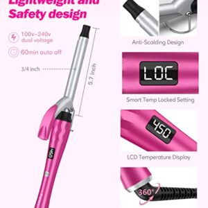 FARERY 3/4 Inch Curling Iron for Defined Curls, Tourmaline Ceramic Curling Iron with Keratin & Argan Oil Infused, Fast Heat Up Hair Curling Wand, Digital Display, Dual Voltage, 60 Min Auto Shut Off