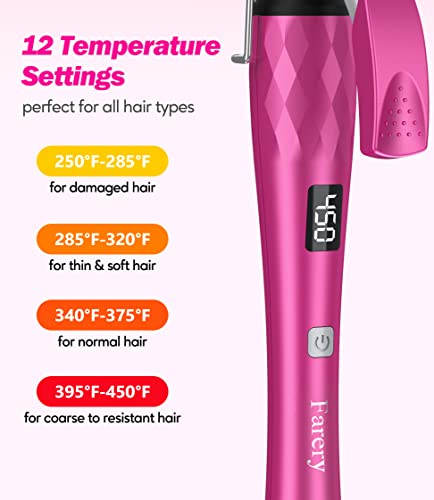 FARERY 3/4 Inch Curling Iron for Defined Curls, Tourmaline Ceramic Curling Iron with Keratin & Argan Oil Infused, Fast Heat Up Hair Curling Wand, Digital Display, Dual Voltage, 60 Min Auto Shut Off