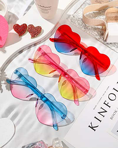 JDHXBMW Heart Sunglasses for Women 4Pairs Heart Shaped Sunglasses Rimless Fun Heart Glasses for Adult Party Favors