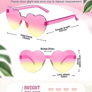 JDHXBMW Heart Sunglasses for Women 4Pairs Heart Shaped Sunglasses Rimless Fun Heart Glasses for Adult Party Favors