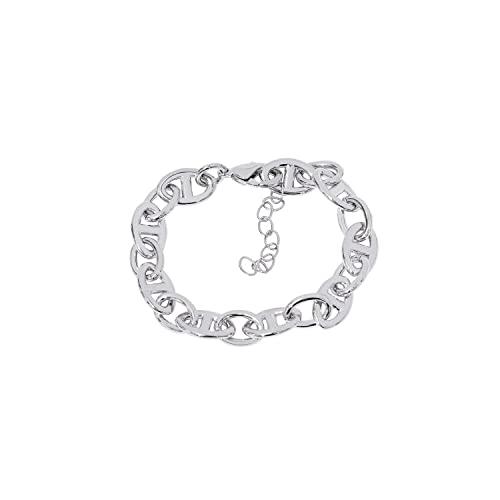 Amazon Essentials Rhodium Plated Mariner Link Bracelet, Silver