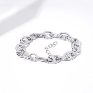 Amazon Essentials Rhodium Plated Mariner Link Bracelet, Silver