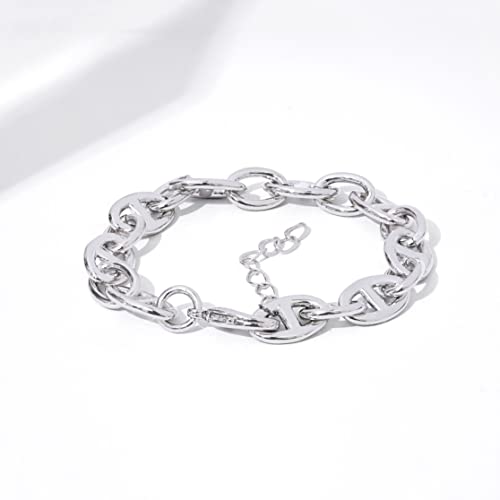 Amazon Essentials Rhodium Plated Mariner Link Bracelet, Silver