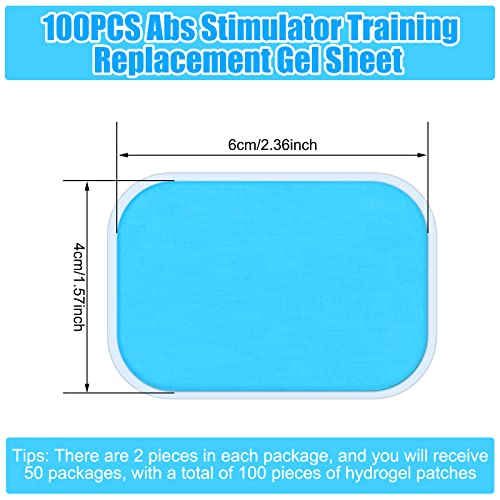 Hungdao 100 Pcs 50 Packs Gel Pads for ABS Stimulator ABS Trainer Replacement Gel Sheet ABS Gel Pads Muscle Stimulator Pads for Abdominal Muscle Trainer AB Workout Toning Belt