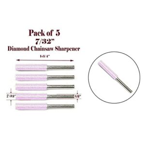 5X Cylindrical Diamond Chainsaw Sharpener Burr Stone File 7/32" Sharpening Tool