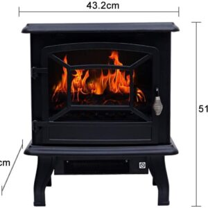 VOMKR Large Electric Stove Fires Freestanding, 1400W Electric Fireplace Heater with Wooden LED Light for Overheating Protection, Red (Color : Red)