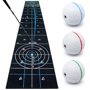 me and my golf 6 in 1 games golf putting mat (14ft) - includes instructional training videos, black