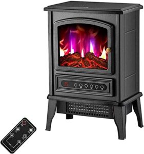 vomkr large electric stove fires freestanding, electric fireplace stove heater, recessed and wall mounted freestanding fireplace with wood burning led light (size : remote control)