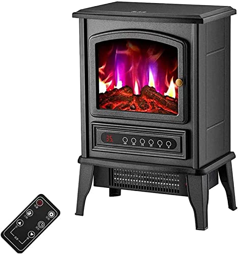 VOMKR Large Electric Stove Fires Freestanding, Electric Fireplace Stove Heater, Recessed and Wall Mounted Freestanding Fireplace with Wood Burning LED Light (Size : Remote Control)