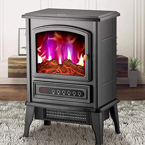 VOMKR Large Electric Stove Fires Freestanding, Electric Fireplace Stove Heater, Recessed and Wall Mounted Freestanding Fireplace with Wood Burning LED Light (Size : Remote Control)