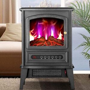 VOMKR Large Electric Stove Fires Freestanding, Electric Fireplace Stove Heater, Recessed and Wall Mounted Freestanding Fireplace with Wood Burning LED Light (Size : Remote Control)