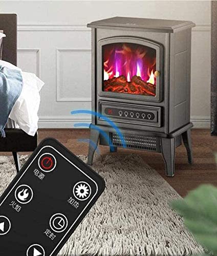 VOMKR Large Electric Stove Fires Freestanding, Electric Fireplace Stove Heater, Recessed and Wall Mounted Freestanding Fireplace with Wood Burning LED Light (Size : Remote Control)