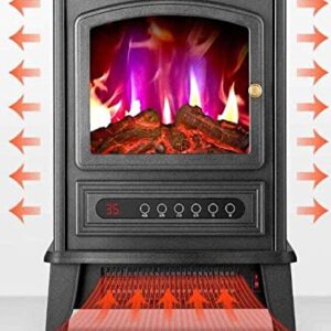 VOMKR Large Electric Stove Fires Freestanding, Electric Fireplace Stove Heater, Recessed and Wall Mounted Freestanding Fireplace with Wood Burning LED Light (Size : Remote Control)