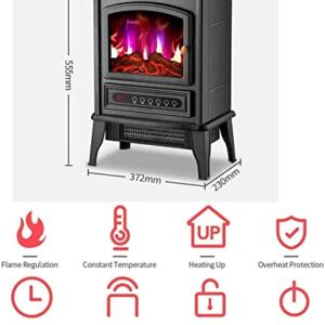 VOMKR Large Electric Stove Fires Freestanding, Electric Fireplace Stove Heater, Recessed and Wall Mounted Freestanding Fireplace with Wood Burning LED Light (Size : Remote Control)