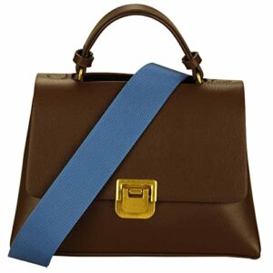 ZANQANO Purse Straps Replacement Crossbody Bag Solid Thick Grosgrain Ribbon (Blue,Gold Hardware)