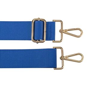 ZANQANO Purse Straps Replacement Crossbody Bag Solid Thick Grosgrain Ribbon (Blue,Gold Hardware)