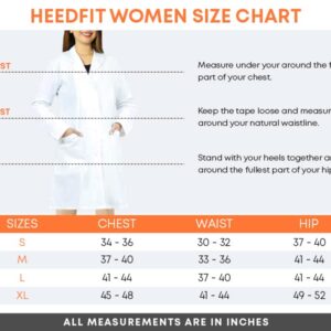 HEEDFIT Premium Quality White Lab Coats for Women, A Full White Poly-Cotton 35” Long Reusable Women's Lab Coat WHITE M