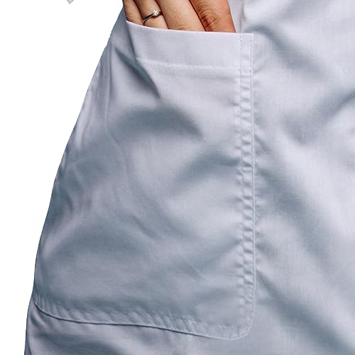 HEEDFIT Premium Quality White Lab Coats for Women, A Full White Poly-Cotton 35” Long Reusable Women's Lab Coat WHITE M