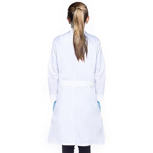 HEEDFIT Premium Quality White Lab Coats for Women, A Full White Poly-Cotton 35” Long Reusable Women's Lab Coat WHITE M