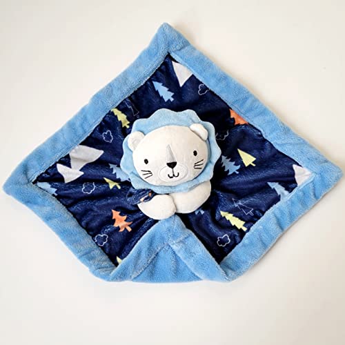 bubby boo Baby Stuffed Animal Security Blanket - Blue Lion with Rattle Head -Soft Snuggle Toy - Baby Gift - Soothing Plush Toy - Baby Lovey - Perfect Baby Gift for All Babies