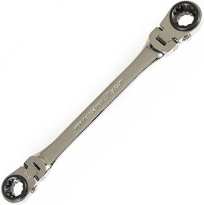 rauckman utility products bugwrench, 4-in-1 double ended reverse ratcheting box wrench - 1/2”& 5/8” x 9/16”& 3/4”- heavy duty forged flex head - combination wrench