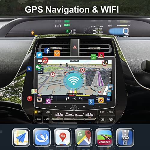 2G+32G Android 10 inch Single Din Car Stereo with Wireless Apple Carplay, Adjustable Touch Screen Bluetooth Car Radio Audio with GPS Navigation Android Auto WiFi USB FM HiFi + Backup Camera