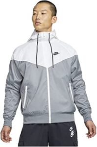 nike sportswear windrunner men's hooded jacket, smoke grey/white/smoke grey/black, large