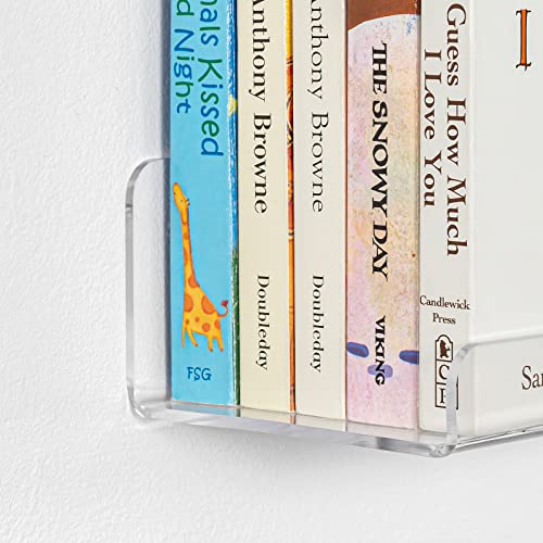 OAPRIRE Clear Acrylic Wall Shelf Set of 2, 10" Floating Book Shelves for Wall, Display Floating Wall Shelves for Bathroom, Bedroom, Kitchen