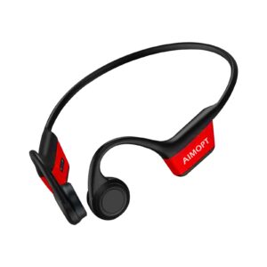 Aimopt Bone Conduction Headphones,Open Ear Headphones Wireless Bluethooth 5.3 Running Headphones,IPX6 Waterproof Bluetooth Headset for Workouts, Night Running, Cycling, Driving (Red)