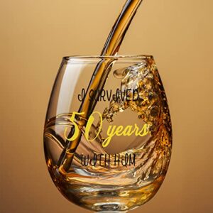 Auch 50th Anniversary Present for Parents, 50th Wedding Anniversary Glass for Spouse Couple, I Survived 50 Years With Him Her