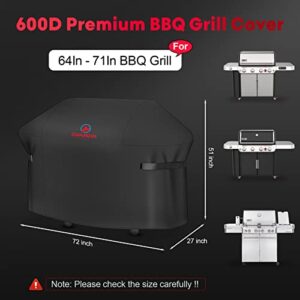 Comnova Grill Cover 72 Inch - 600D BBQ Cover for Outdoor Grill Heavy Duty and Waterproof, Large Barbecue Gas Grill Covers for Weber, Char-Broil, Nexgrill, Monument, Dyna-glo, Brinkmann and More