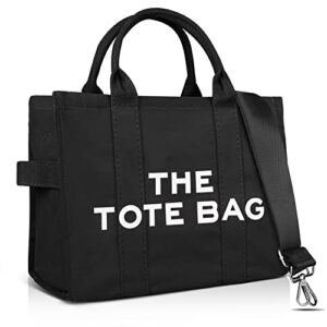 the tote bag for women crossbody canvas tote bag traveler handbag zipper canvas tote bag a-black